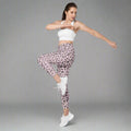 Woman in pink leopard leggings from fjunku